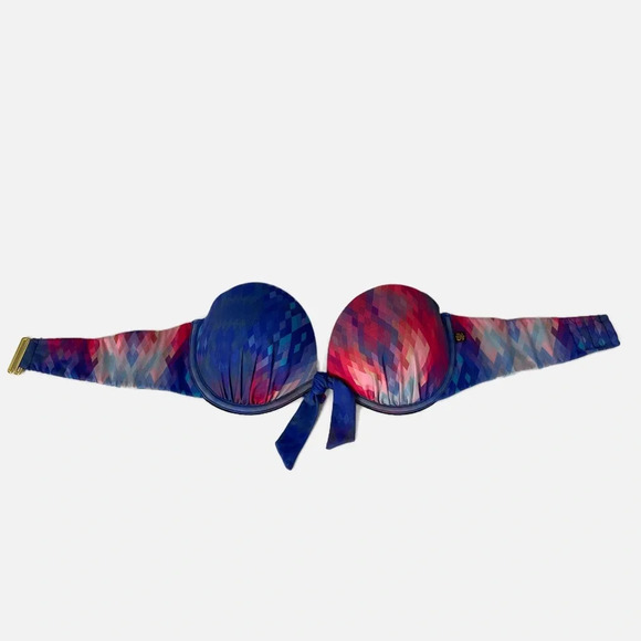 La Vie en Rose Aqua Bikini Top Size Medium Multi Colour Print Abstract - Picture 7 of 8